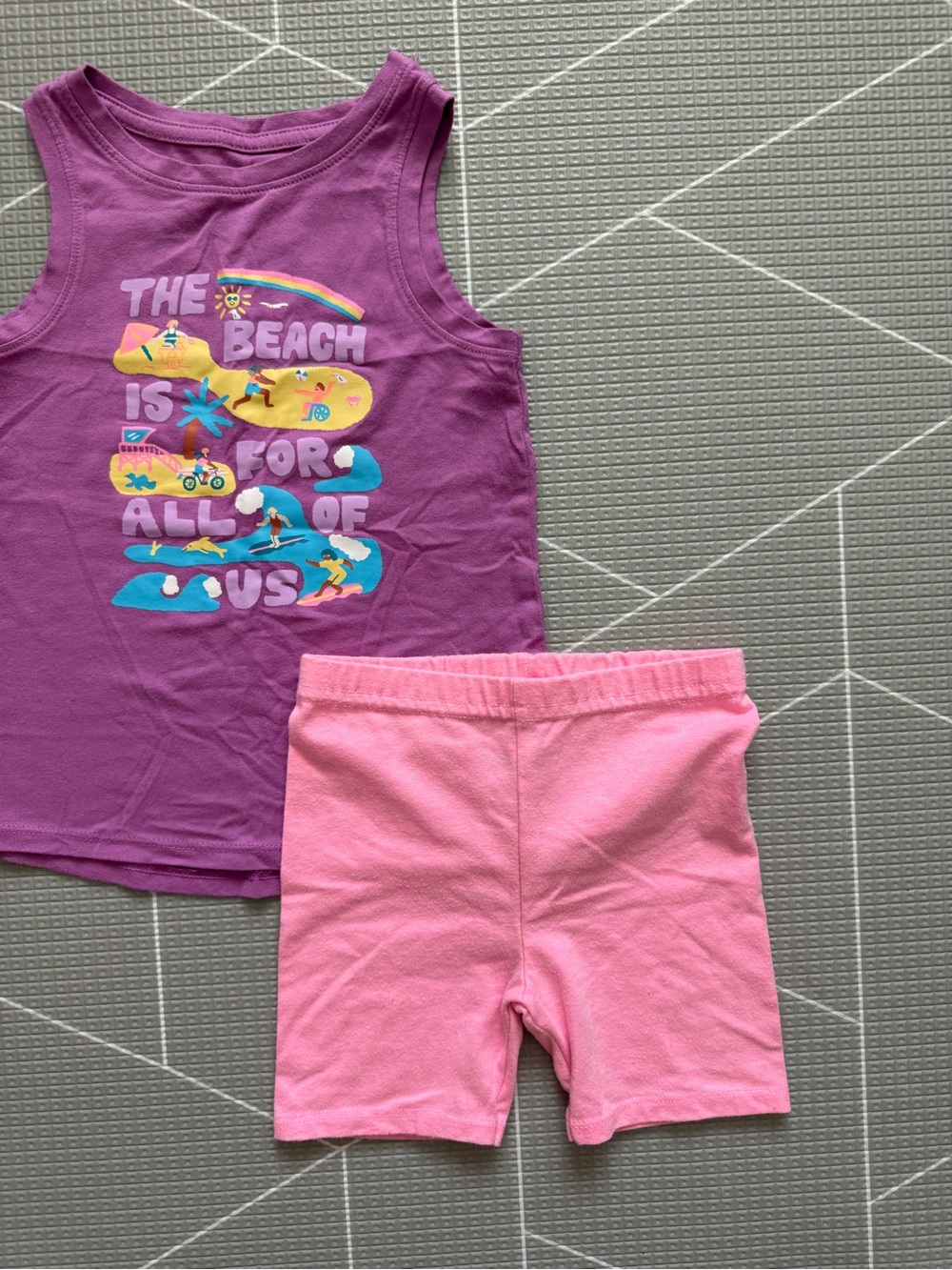 Cat & Jack|Baby girl/toddler summer set-Purple Beach Graphic Tank Top + shorts•